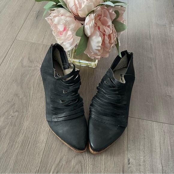 Free People Lost Valley Black Leather Strappy Booties - Picture 4 of 11